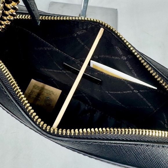 Michael Kors Jet Set Large Logo Crossbody Bag & Matching Trifold Wallet Black - Picture 7 of 11